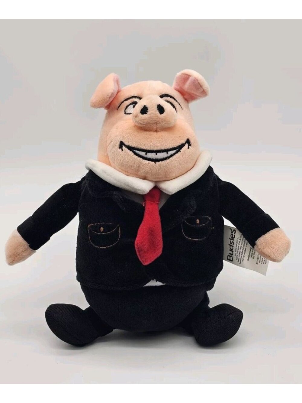 Budsies Custom Plush Pig in Black Suit Business Piggy Plushie Soft Toy 10"